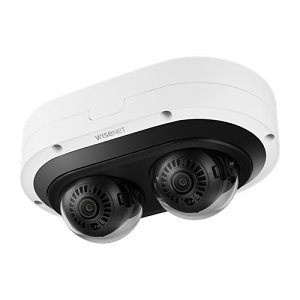 Hanwha PNM-12082RVD Wisenet P Series, IP66 2 x 6MP 3.54-6.69mm Motorized Varifocal Lens, IR 25M IP Multi-Directional Camera, White